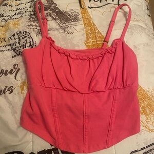Hollister Pink Cropped Cami with Adjustable Straps